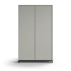 Liukuovikaappi QBUS Lukollinen, 4 hyllytasoa, jalusta, kahvat, 2020x1200x400 mm, musta, vaaleanharmaa