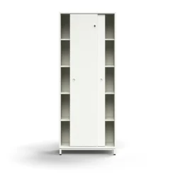 Liukuovikaappi QBUS Lukollinen, 4 hyllytasoa, jalusta, kahvat, 2020x800x400 mm, valkoinen