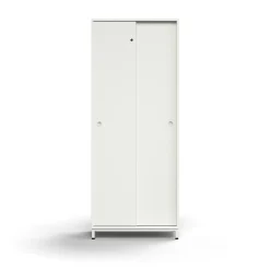 Liukuovikaappi QBUS Lukollinen, 4 hyllytasoa, jalusta, kahvat, 2020x800x400 mm, valkoinen