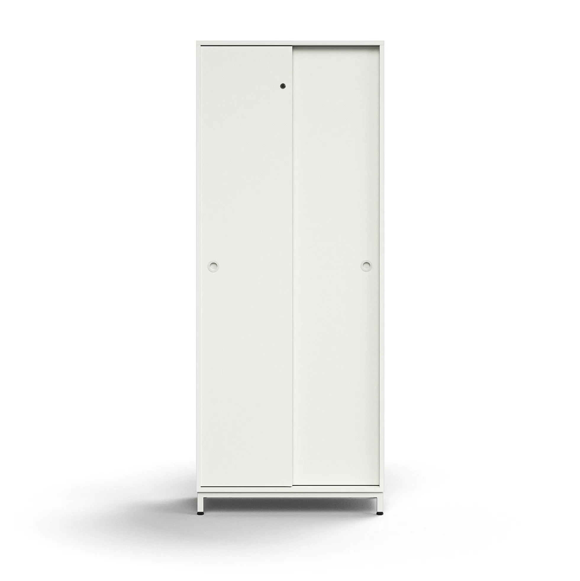 Liukuovikaappi QBUS Lukollinen, 4 hyllytasoa, jalusta, kahvat, 2020x800x400 mm, valkoinen