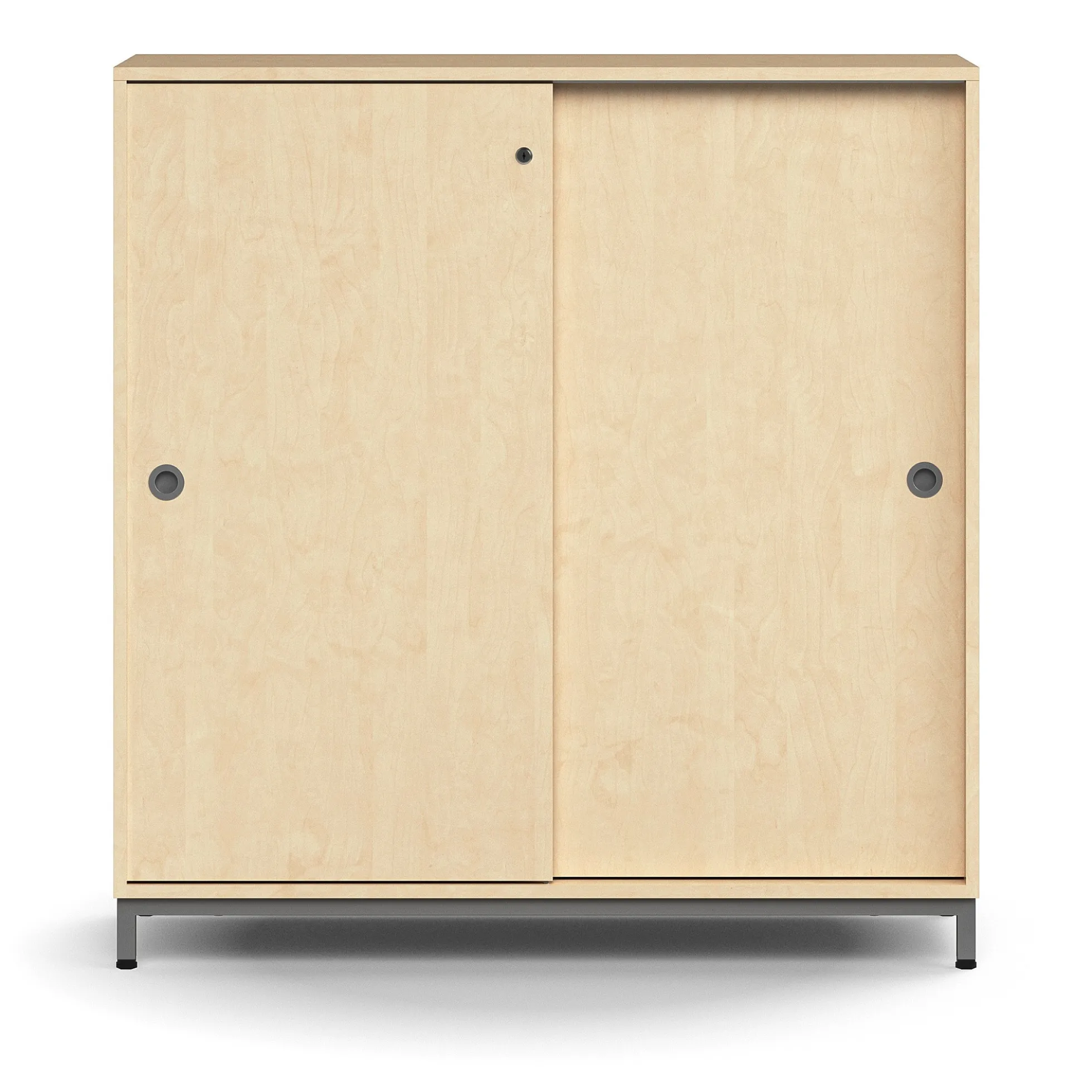 Liukuovikaappi QBUS Lukollinen, 2 hyllytasoa, jalusta, kahvat, 1252x1200x400 mm, hopeanharmaa, koivu