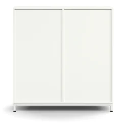 Liukuovikaappi QBUS Lukollinen, 2 hyllytasoa, jalusta, kahvat, 1252x1200x400 mm, valkoinen