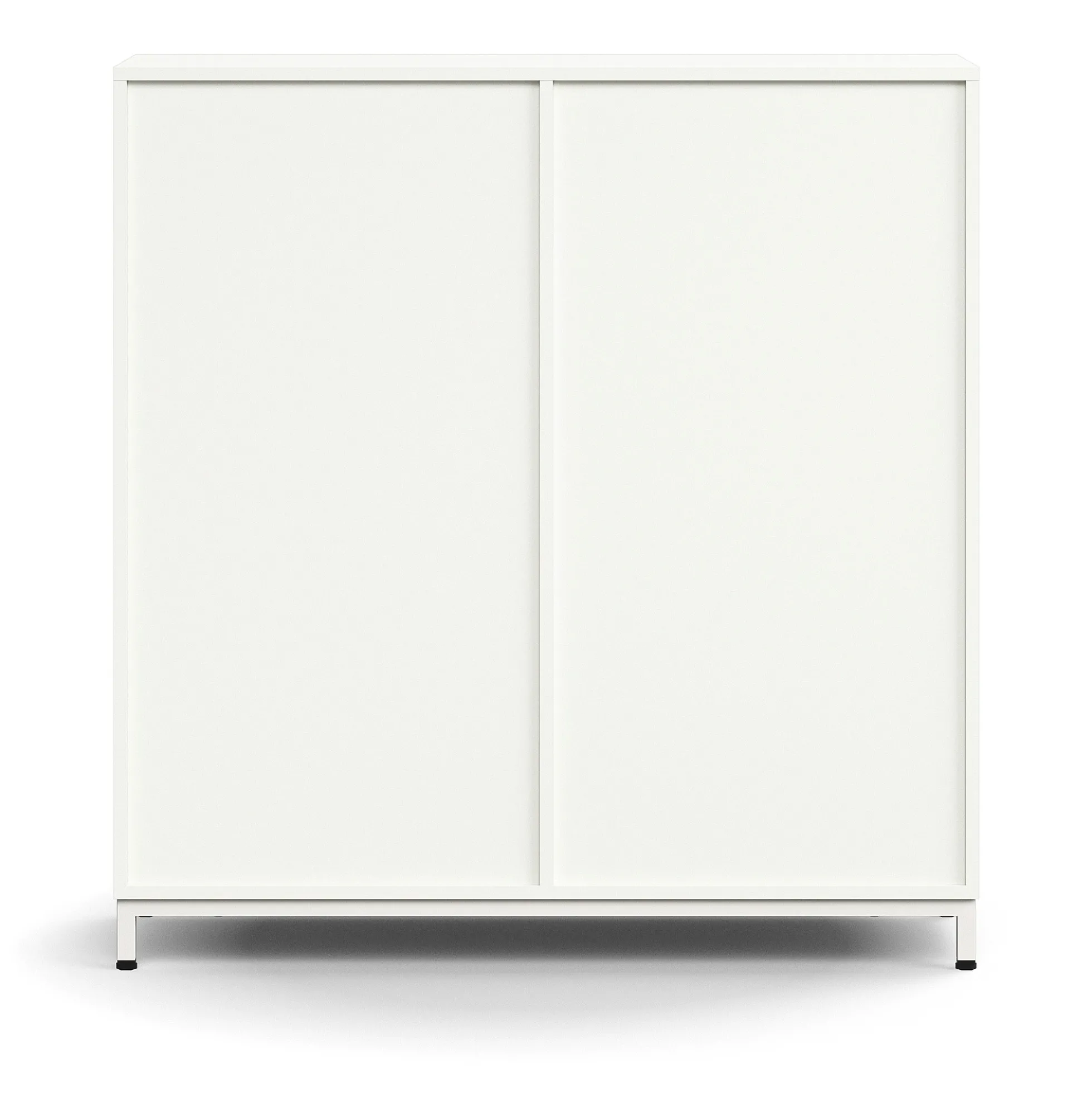 Liukuovikaappi QBUS Lukollinen, 2 hyllytasoa, jalusta, kahvat, 1252x1200x400 mm, valkoinen