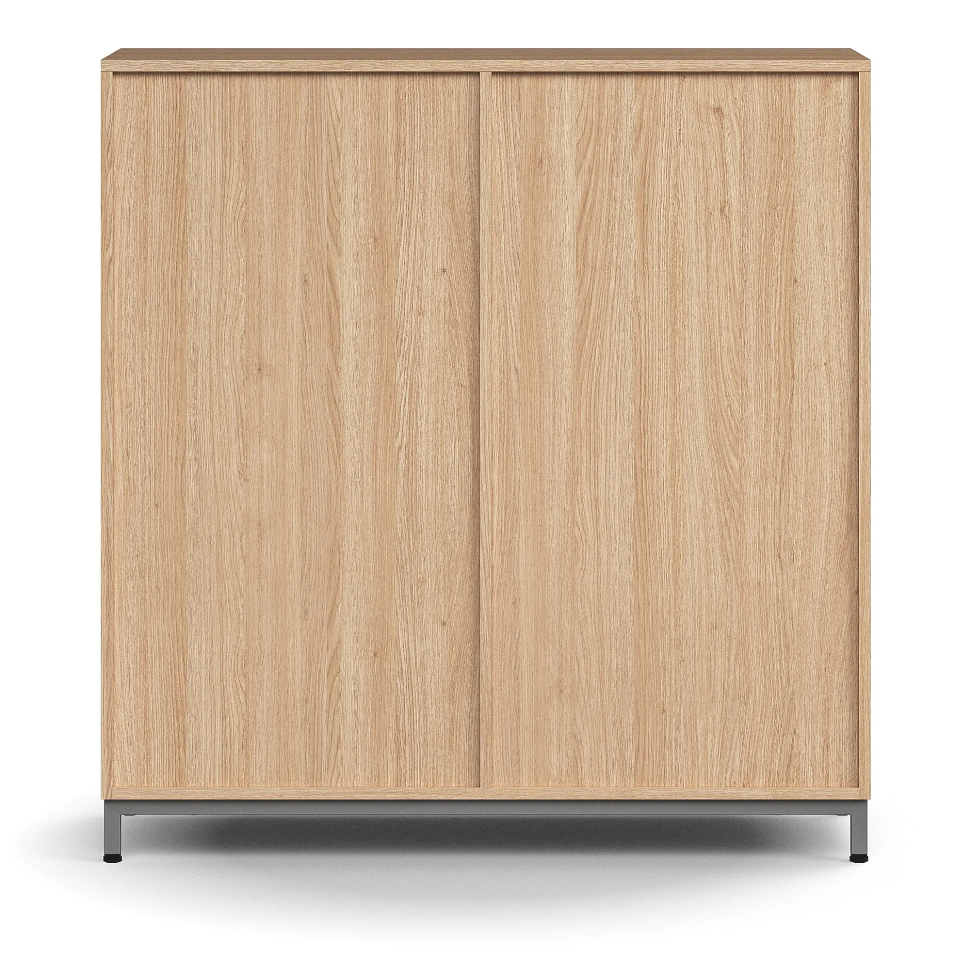 Liukuovikaappi QBUS Lukollinen, 2 hyllytasoa, jalusta, kahvat, 1252x1200x400 mm, hopeanharmaa, tammi