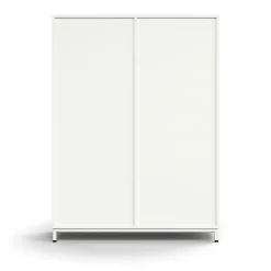 Liukuovikaappi QBUS Lukollinen, 3 hyllytasoa, jalusta, kahvat, 1636x1200x400 mm, valkoinen
