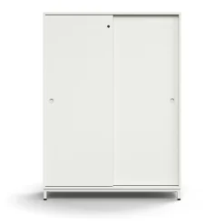 Liukuovikaappi QBUS Lukollinen, 3 hyllytasoa, jalusta, kahvat, 1636x1200x400 mm, valkoinen