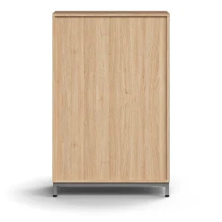 Liukuovikaappi QBUS Lukollinen, 2 hyllytasoa, jalusta, kahvat, 1252x800x400 mm, hopeanharmaa, tammi