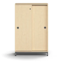 Liukuovikaappi QBUS Lukollinen, 2 hyllytasoa, jalusta, kahvat, 1252x800x400 mm, hopeanharmaa, koivu