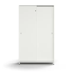 Liukuovikaappi QBUS Lukollinen, 4 hyllytasoa, jalusta, kahvat, 2020x1200x400 mm, valkoinen