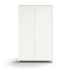 Liukuovikaappi QBUS Lukollinen, 4 hyllytasoa, jalusta, kahvat, 2020x1200x400 mm, valkoinen