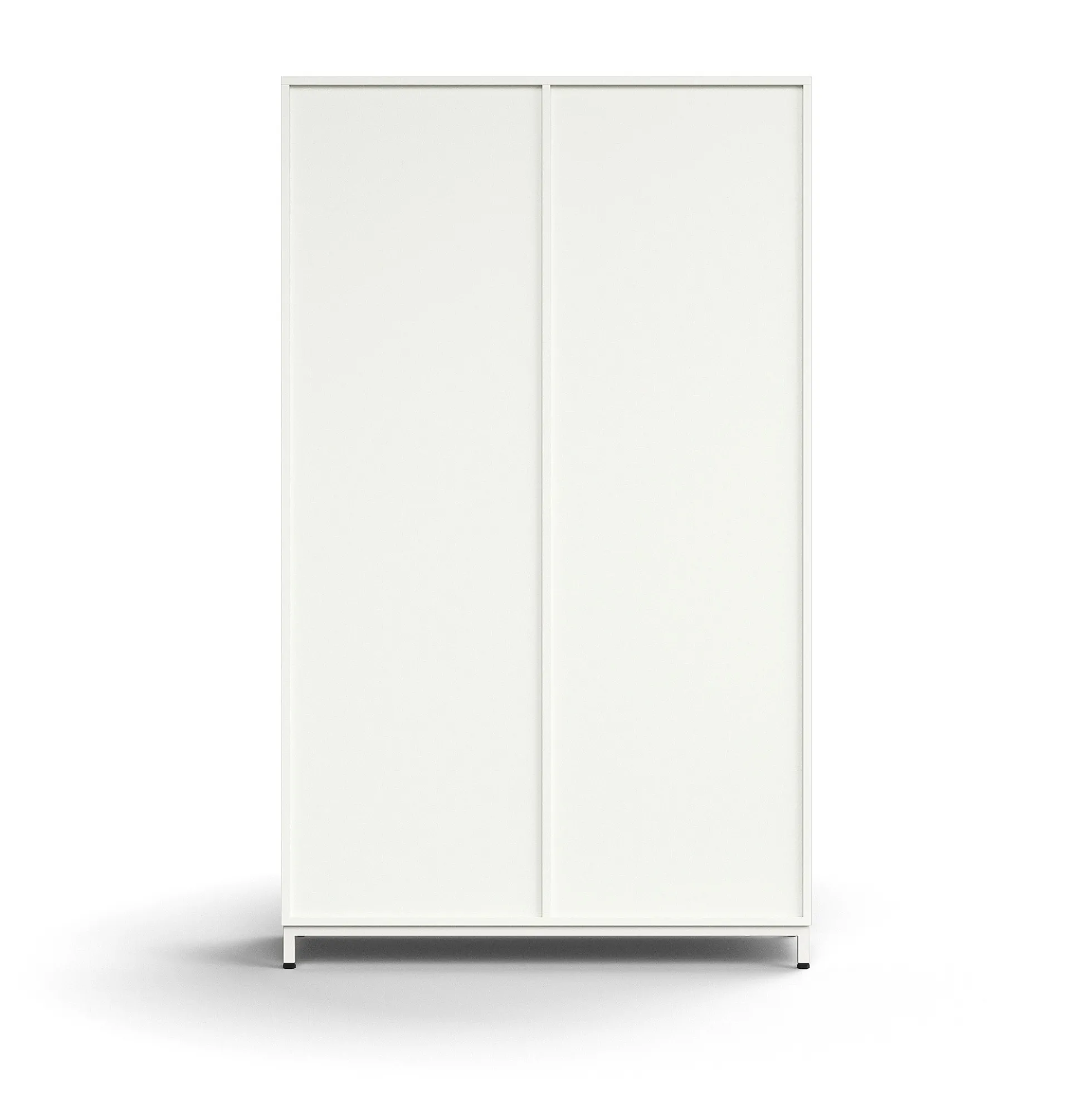 Liukuovikaappi QBUS Lukollinen, 4 hyllytasoa, jalusta, kahvat, 2020x1200x400 mm, valkoinen