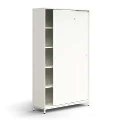 Liukuovikaappi QBUS Lukollinen, 4 hyllytasoa, jalusta, kahvat, 2020x1200x400 mm, valkoinen