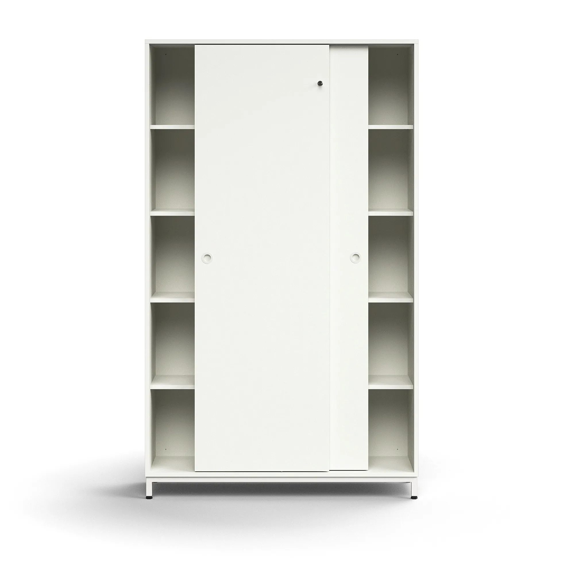 Liukuovikaappi QBUS Lukollinen, 4 hyllytasoa, jalusta, kahvat, 2020x1200x400 mm, valkoinen