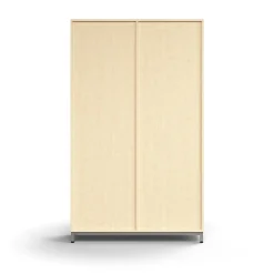 Liukuovikaappi QBUS Lukollinen, 4 hyllytasoa, jalusta, kahvat, 2020x1200x400 mm, hopeanharmaa, koivu
