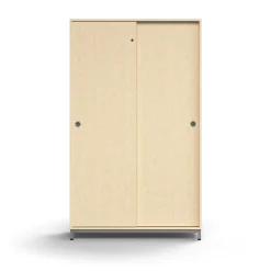 Liukuovikaappi QBUS Lukollinen, 4 hyllytasoa, jalusta, kahvat, 2020x1200x400 mm, hopeanharmaa, koivu