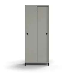 Liukuovikaappi QBUS Lukollinen, 4 hyllytasoa, jalusta, kahvat, 2020x800x400 mm, musta, vaaleanharmaa
