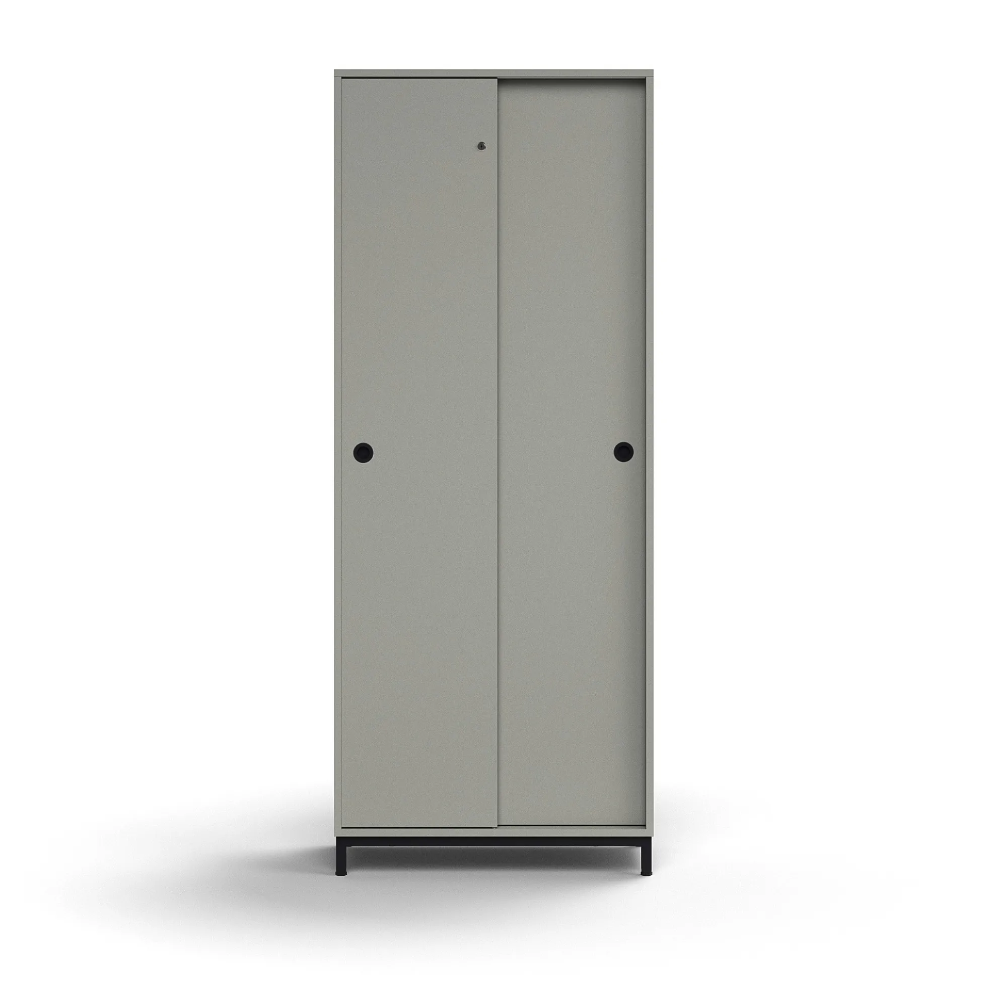 Liukuovikaappi QBUS Lukollinen, 4 hyllytasoa, jalusta, kahvat, 2020x800x400 mm, musta, vaaleanharmaa