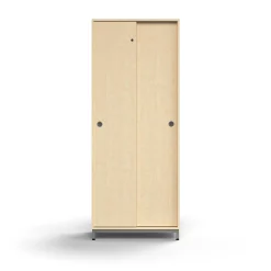 Liukuovikaappi QBUS Lukollinen, 4 hyllytasoa, jalusta, kahvat, 2020x800x400 mm, hopeanharmaa, koivu