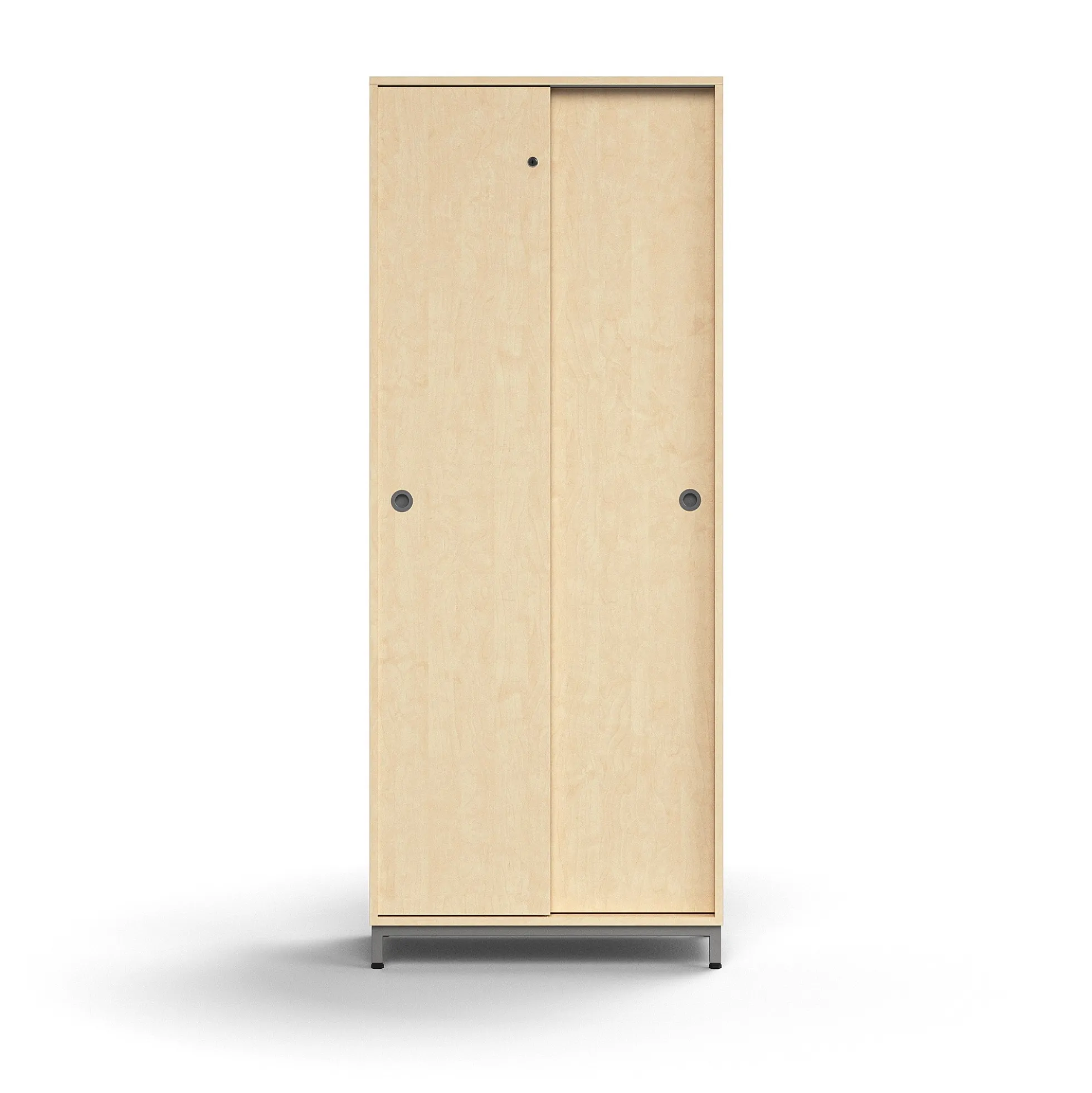 Liukuovikaappi QBUS Lukollinen, 4 hyllytasoa, jalusta, kahvat, 2020x800x400 mm, hopeanharmaa, koivu