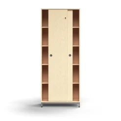 Liukuovikaappi QBUS Lukollinen, 4 hyllytasoa, jalusta, kahvat, 2020x800x400 mm, hopeanharmaa, koivu
