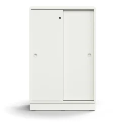 Liukuovikaappi QBUS Lukollinen, 2 hyllytasoa, sokkeli, kahvat, 1252x800x400 mm, valkoinen