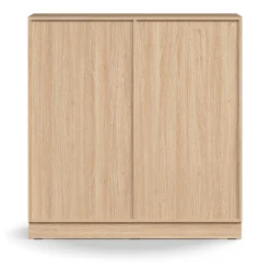 Liukuovikaappi QBUS Lukollinen, 2 hyllytasoa, sokkeli, kahvat, 1252x1200x400 mm, tammi