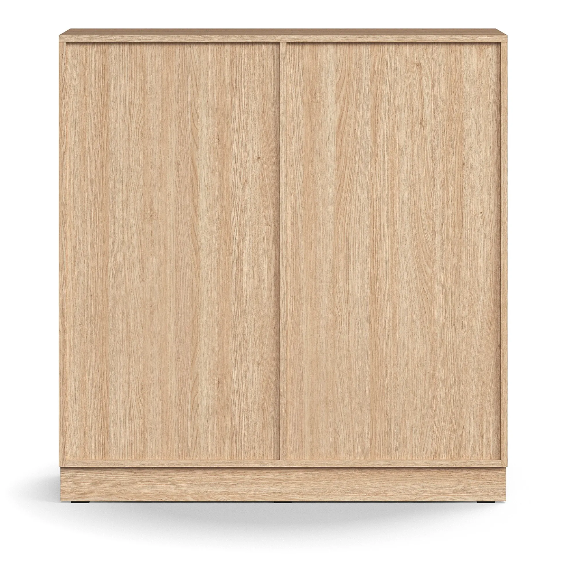 Liukuovikaappi QBUS Lukollinen, 2 hyllytasoa, sokkeli, kahvat, 1252x1200x400 mm, tammi