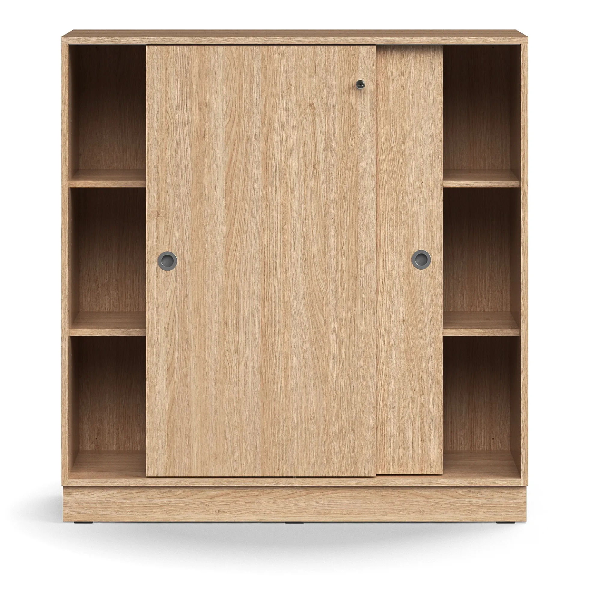 Liukuovikaappi QBUS Lukollinen, 2 hyllytasoa, sokkeli, kahvat, 1252x1200x400 mm, tammi