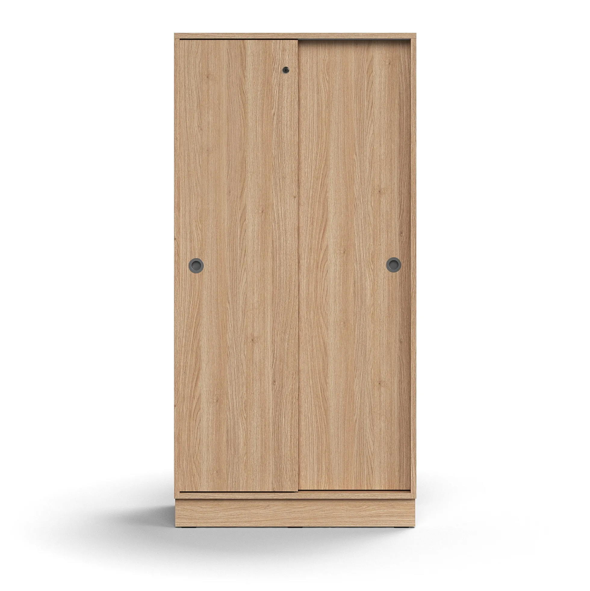 Liukuovikaappi QBUS Lukollinen, 3 hyllytasoa, sokkeli, kahvat, 1636x800x400 mm, tammi