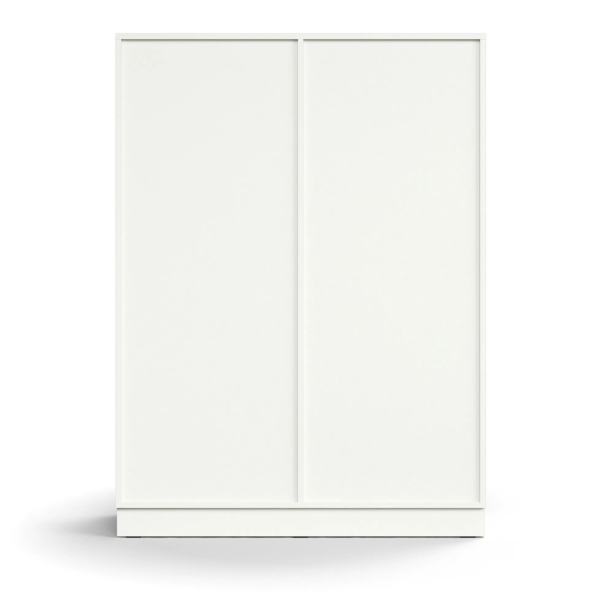 Liukuovikaappi QBUS Lukollinen, 3 hyllytasoa, sokkeli, kahvat, 1636x1200x400 mm, valkoinen