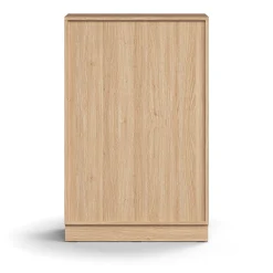 Liukuovikaappi QBUS Lukollinen, 2 hyllytasoa, sokkeli, kahvat, 1252x800x400 mm, tammi