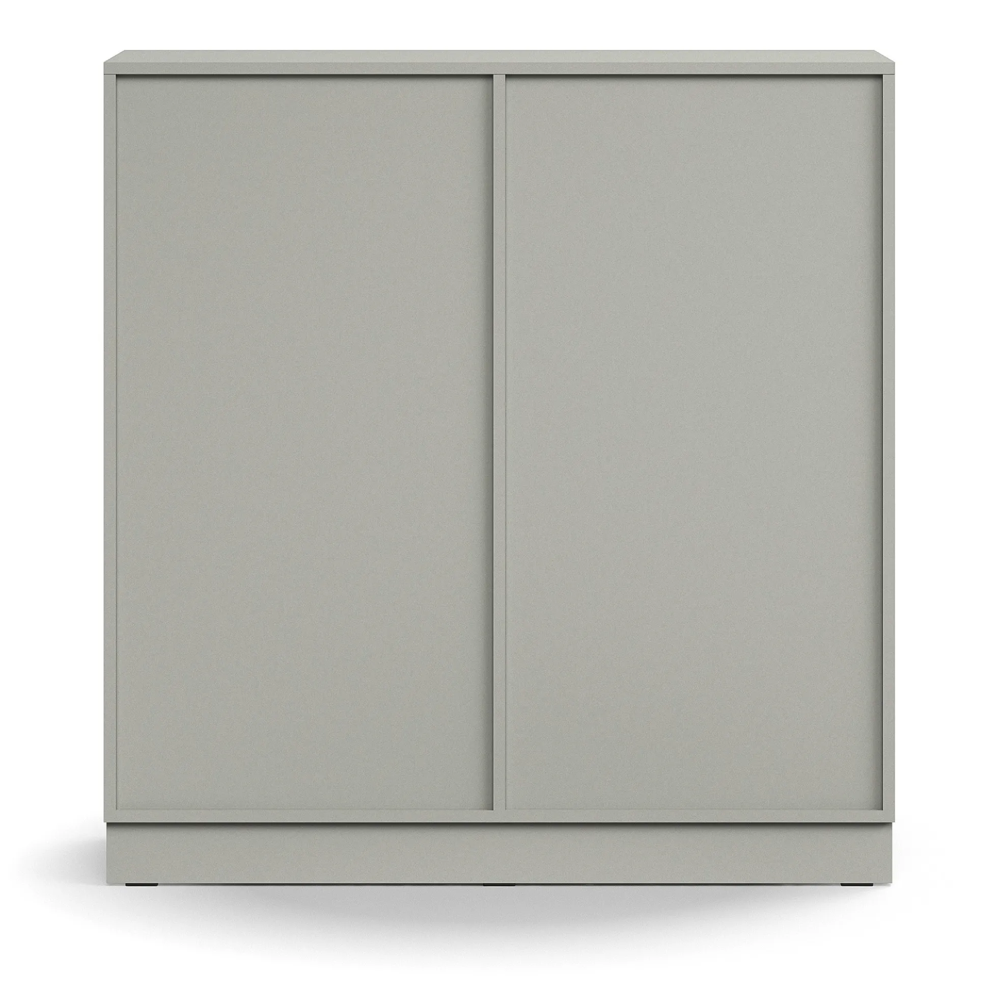Liukuovikaappi QBUS Lukollinen, 2 hyllytasoa, sokkeli, kahvat, 1252x1200x400 mm, vaaleanharmaa