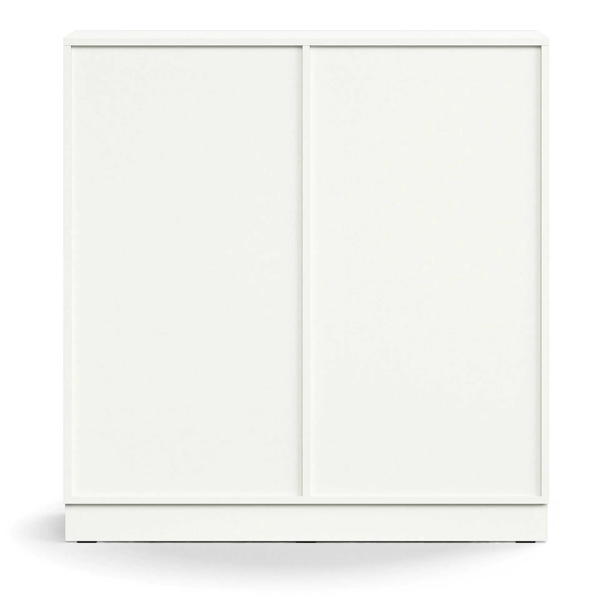 Liukuovikaappi QBUS Lukollinen, 2 hyllytasoa, sokkeli, kahvat, 1252x1200x400 mm, valkoinen