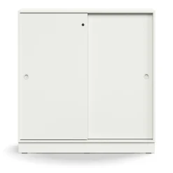 Liukuovikaappi QBUS Lukollinen, 2 hyllytasoa, sokkeli, kahvat, 1252x1200x400 mm, valkoinen