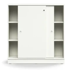 Liukuovikaappi QBUS Lukollinen, 2 hyllytasoa, sokkeli, kahvat, 1252x1200x400 mm, valkoinen