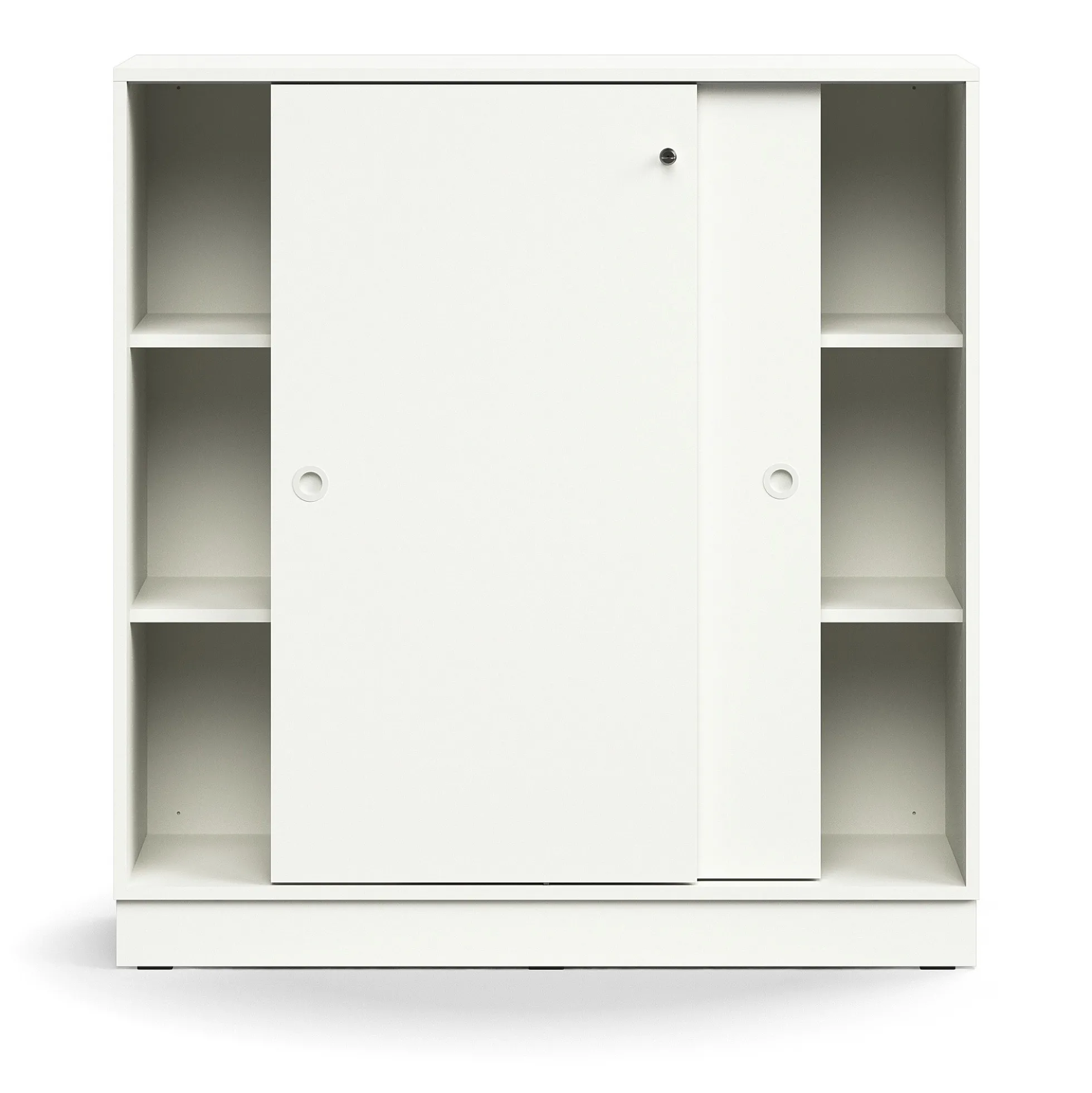 Liukuovikaappi QBUS Lukollinen, 2 hyllytasoa, sokkeli, kahvat, 1252x1200x400 mm, valkoinen