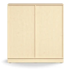 Liukuovikaappi QBUS Lukollinen, 2 hyllytasoa, sokkeli, kahvat, 1252x1200x400 mm, koivu