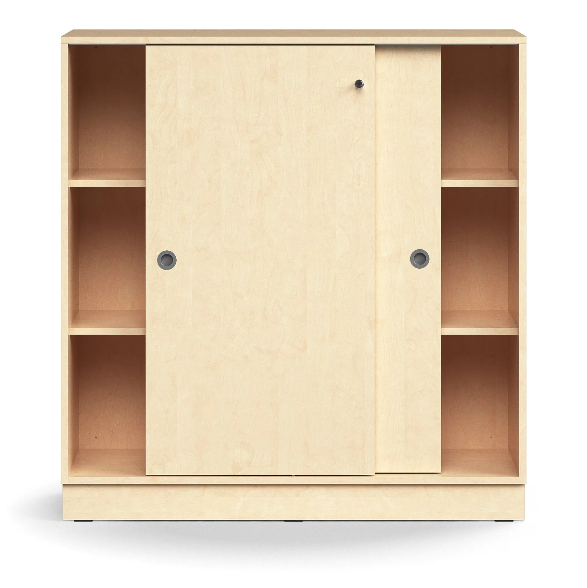 Liukuovikaappi QBUS Lukollinen, 2 hyllytasoa, sokkeli, kahvat, 1252x1200x400 mm, koivu
