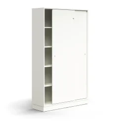 Liukuovikaappi QBUS Lukollinen, 4 hyllytasoa, sokkeli, kahvat, 2020x1200x400 mm, valkoinen