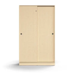 Liukuovikaappi QBUS Lukollinen, 4 hyllytasoa, sokkeli, kahvat, 2020x1200x400 mm, koivu