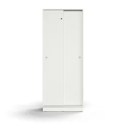 Liukuovikaappi QBUS Lukollinen, 4 hyllytasoa, sokkeli, kahvat, 2020x800x400 mm, valkoinen