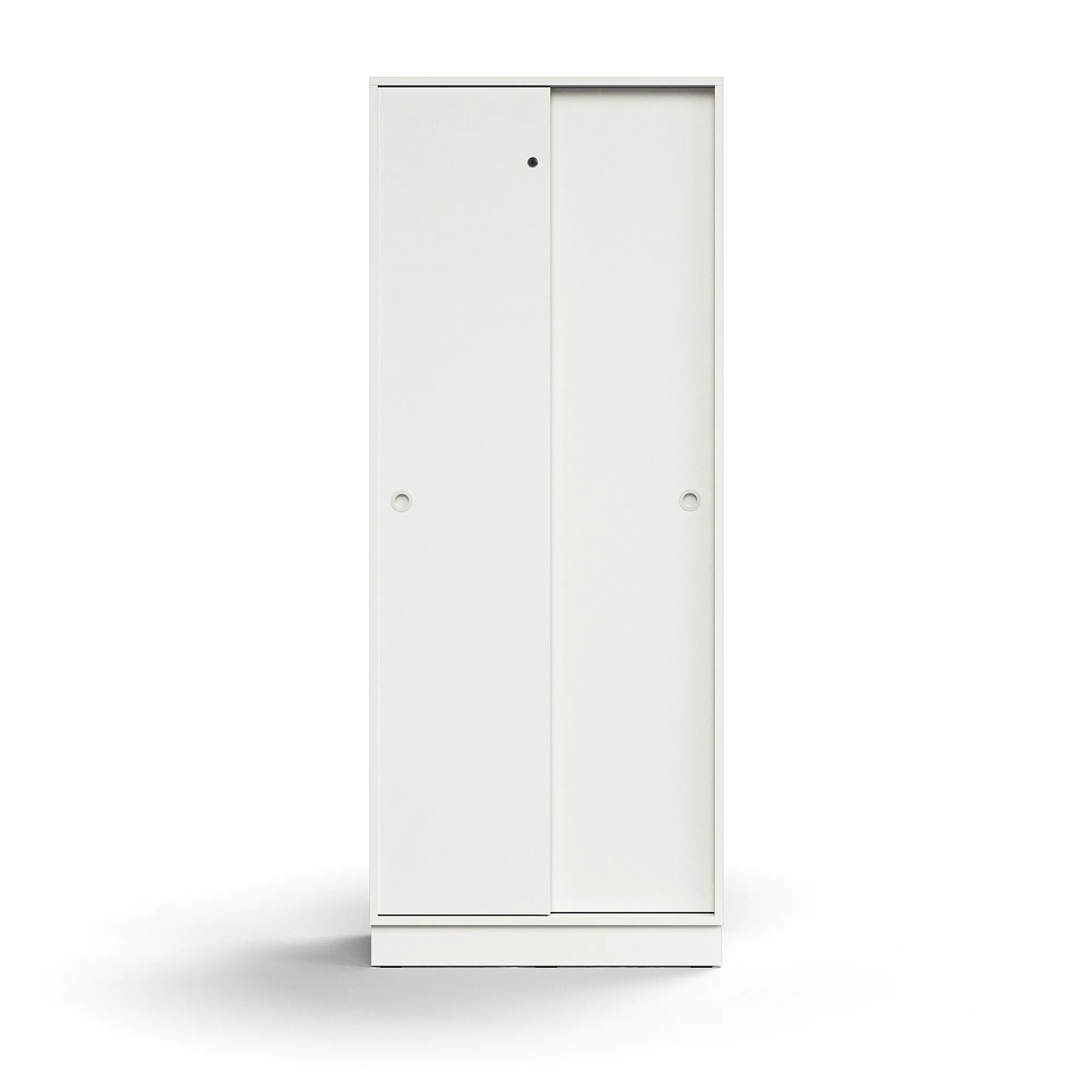 Liukuovikaappi QBUS Lukollinen, 4 hyllytasoa, sokkeli, kahvat, 2020x800x400 mm, valkoinen