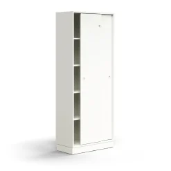 Liukuovikaappi QBUS Lukollinen, 4 hyllytasoa, sokkeli, kahvat, 2020x800x400 mm, valkoinen