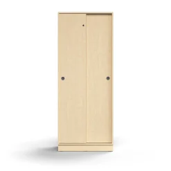 Liukuovikaappi QBUS Lukollinen, 4 hyllytasoa, sokkeli, kahvat, 2020x800x400 mm, koivu