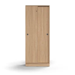 Liukuovikaappi QBUS Lukollinen, 4 hyllytasoa, sokkeli, kahvat, 2020x800x400 mm, tammi