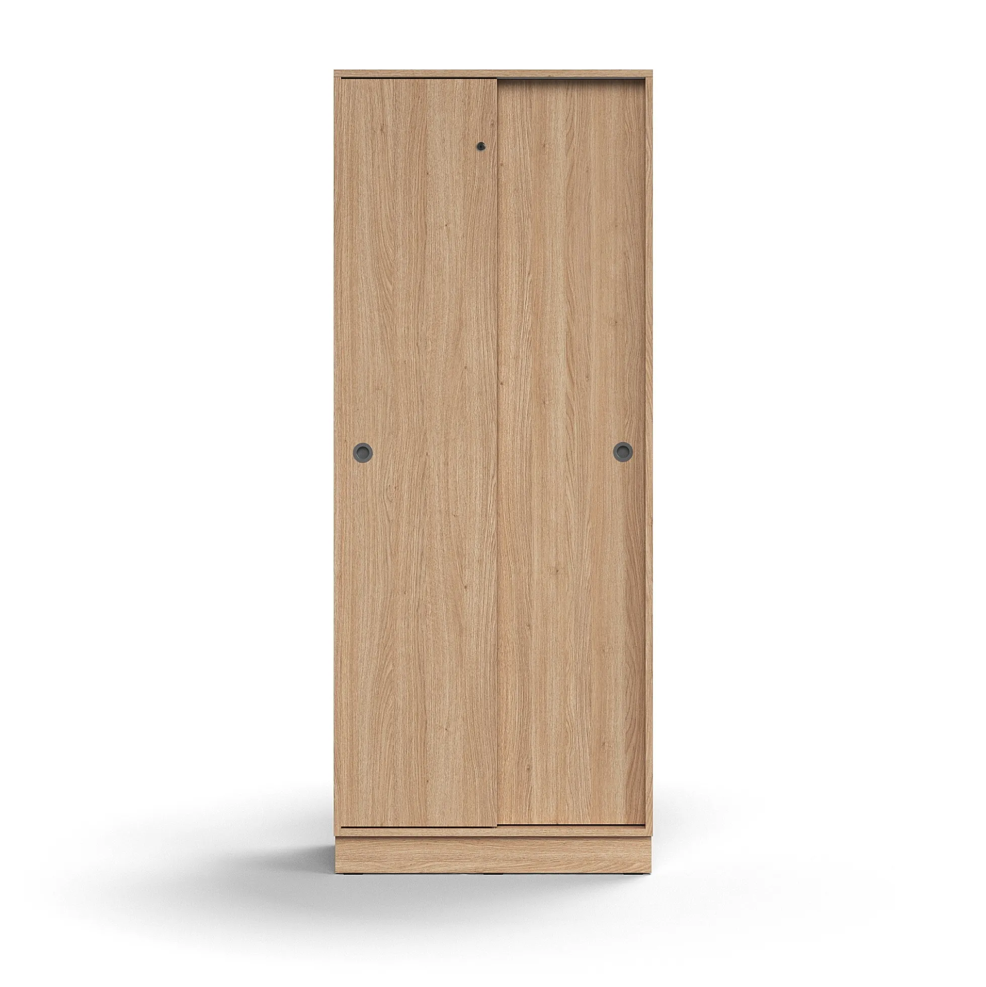 Liukuovikaappi QBUS Lukollinen, 4 hyllytasoa, sokkeli, kahvat, 2020x800x400 mm, tammi