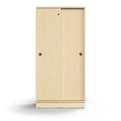 Liukuovikaappi QBUS Lukollinen, 3 hyllytasoa, sokkeli, kahvat, 1636x800x400 mm, koivu