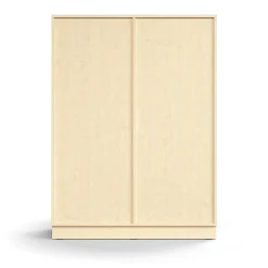 Liukuovikaappi QBUS Lukollinen, 3 hyllytasoa, sokkeli, kahvat, 1636x1200x400 mm, koivu