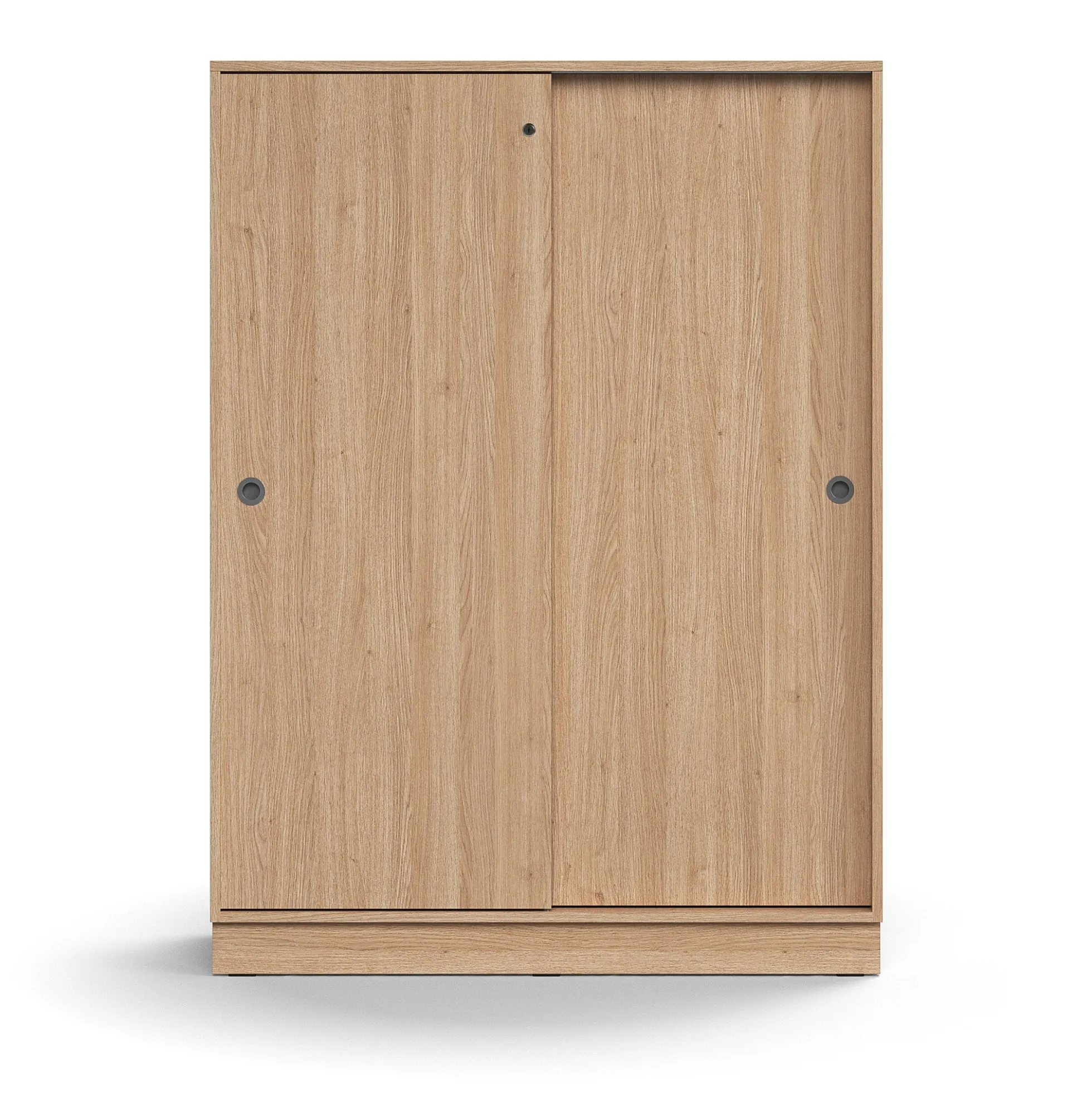 Liukuovikaappi QBUS Lukollinen, 3 hyllytasoa, sokkeli, kahvat, 1636x1200x400 mm, tammi