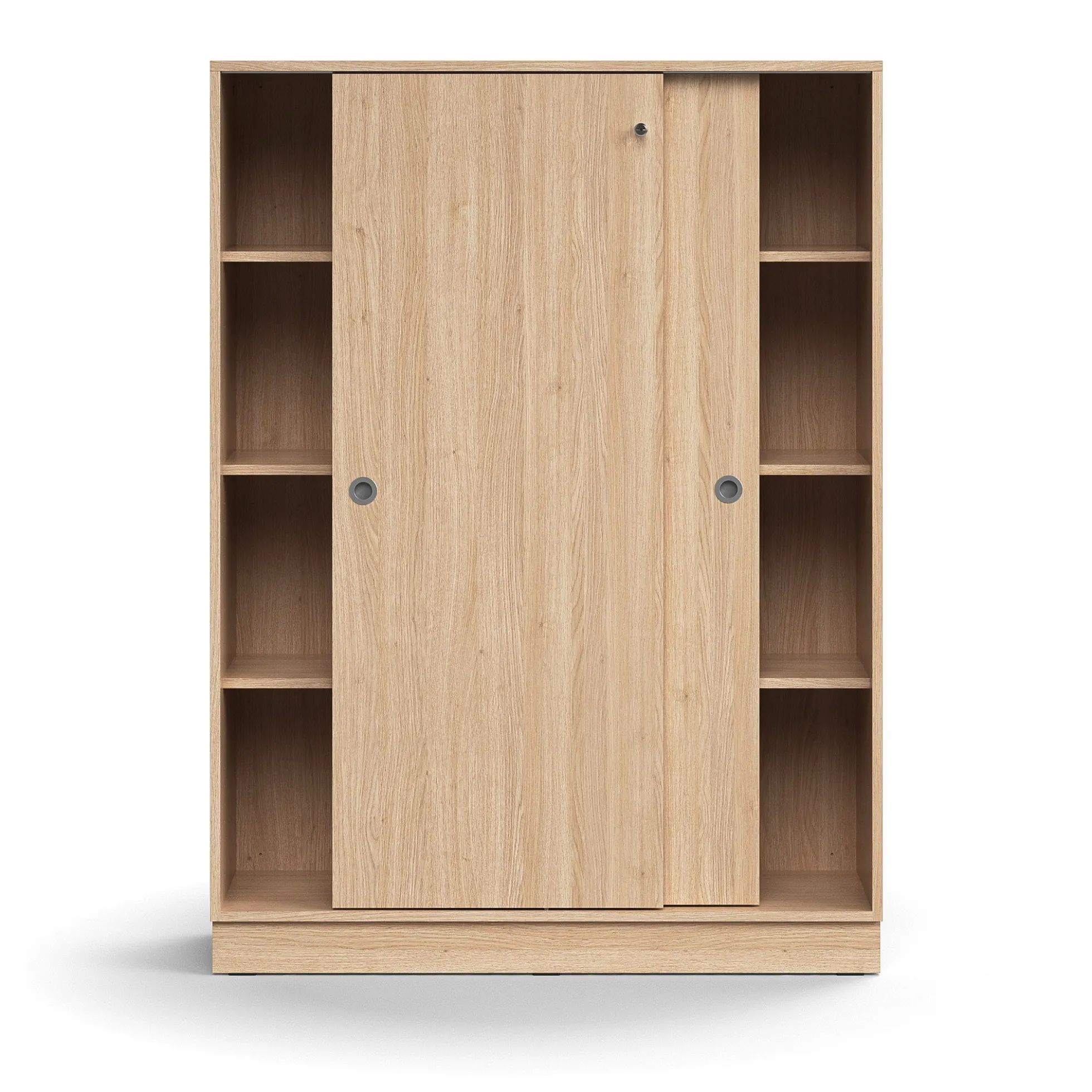 Liukuovikaappi QBUS Lukollinen, 3 hyllytasoa, sokkeli, kahvat, 1636x1200x400 mm, tammi